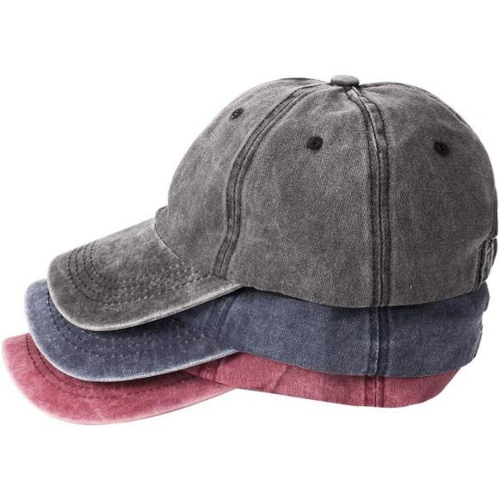 Urban Outfitters Washed Denim Caps in Gray, Blue, and Rose